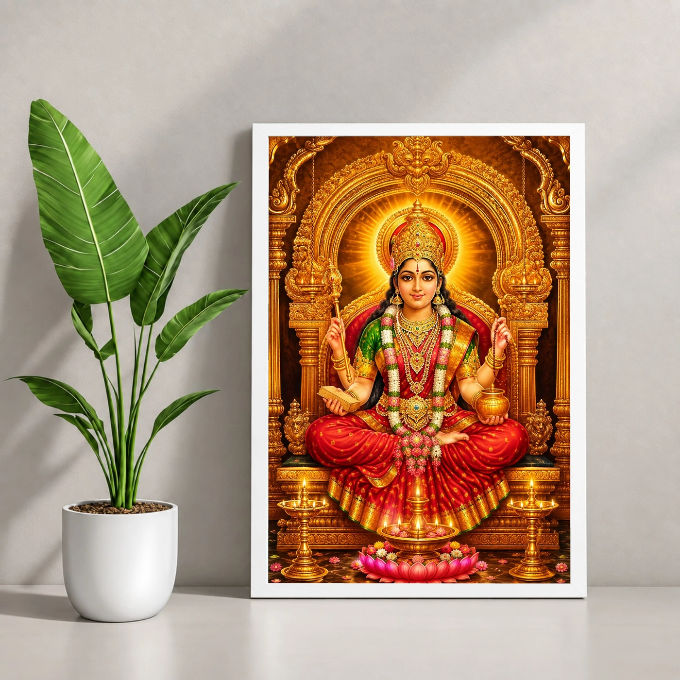 Mookambika Devi Ornate Golden Temple Darshan Photo Frame, view 4