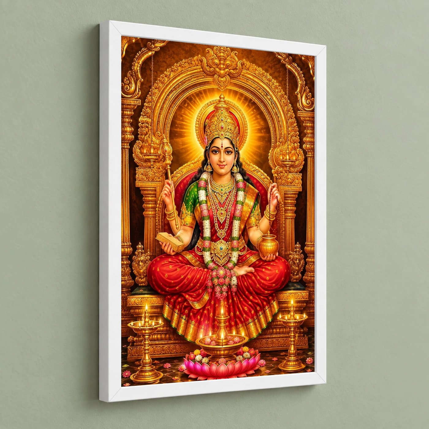 Mookambika Devi Ornate Golden Temple Darshan Photo Frame, view 5