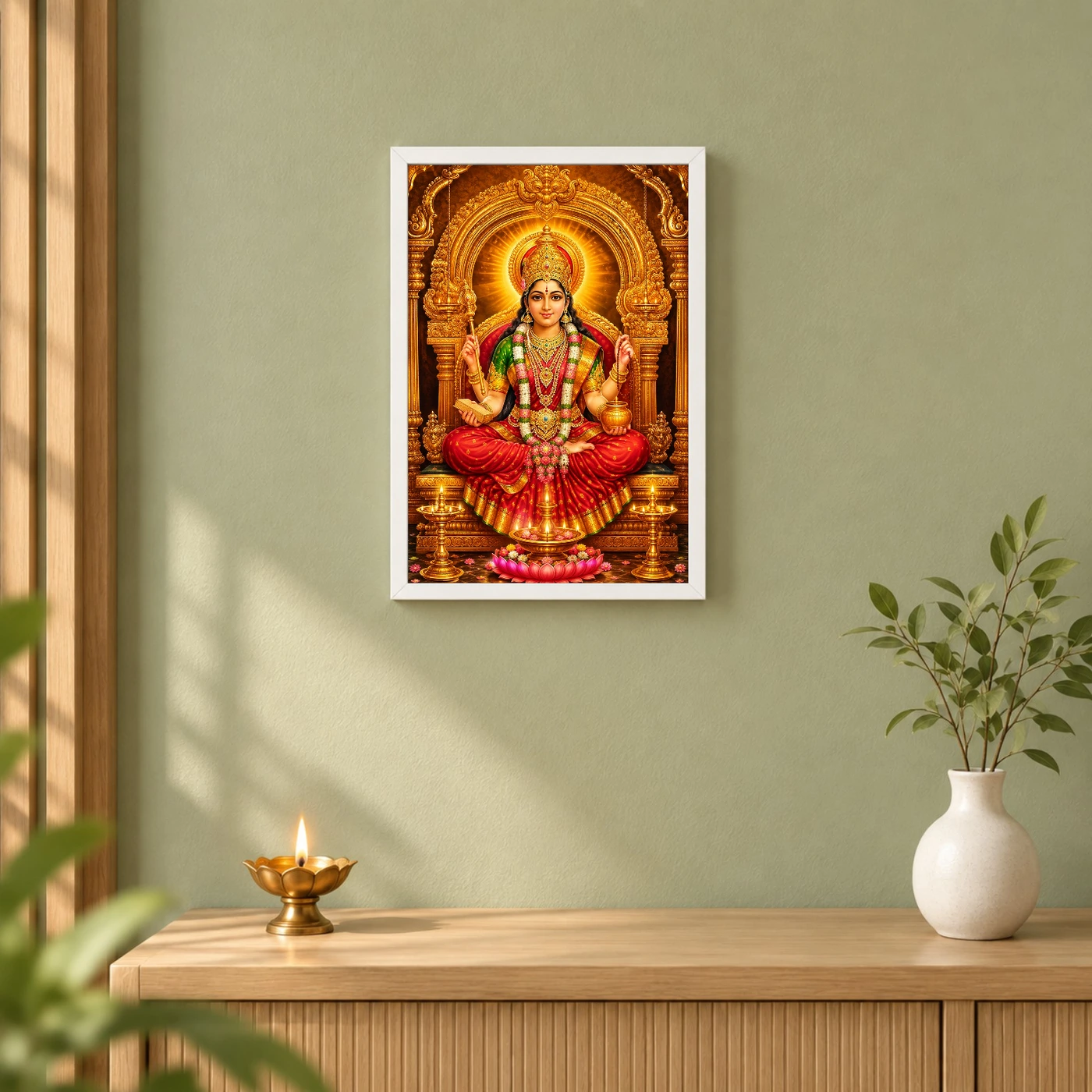 Mookambika Devi Ornate Golden Temple Darshan Photo Frame, view 6