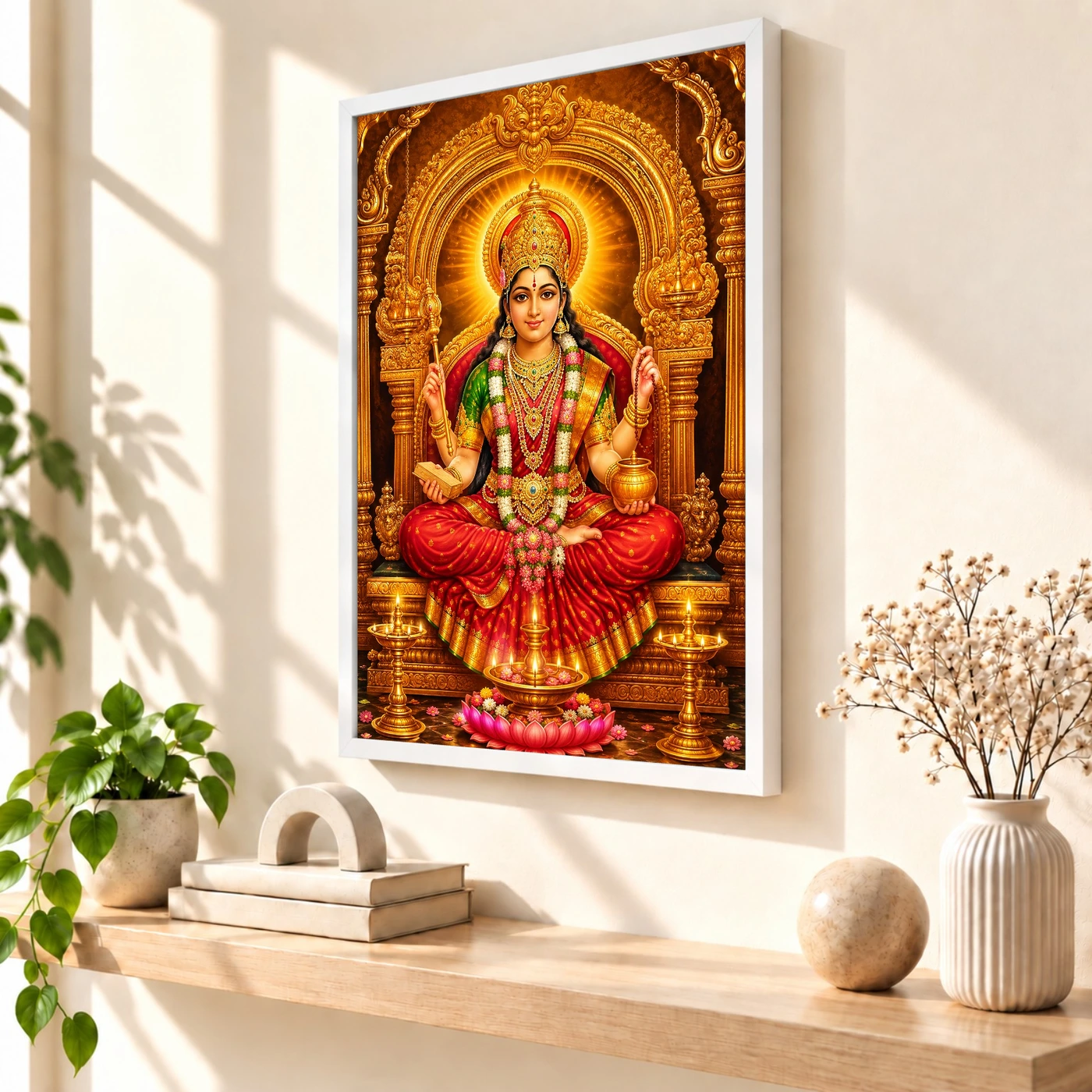 Mookambika Devi Ornate Golden Temple Darshan Photo Frame, view 7
