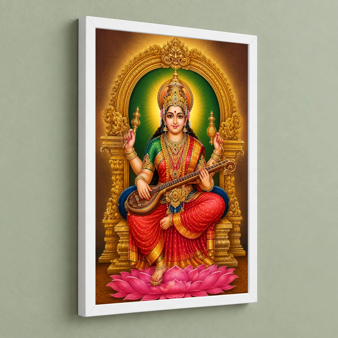 Mookambika Devi Traditional Indian Miniature-Inspired Devotional Art Photo Frame, view 5