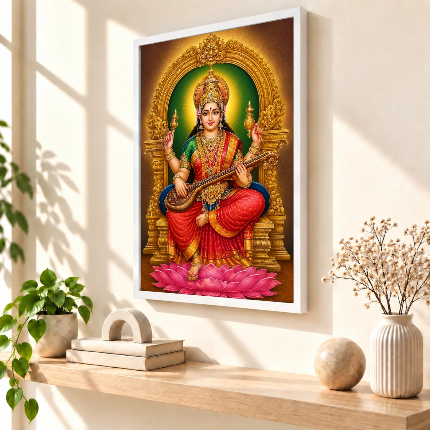 Mookambika Devi Traditional Indian Miniature-Inspired Devotional Art Photo Frame, view 7