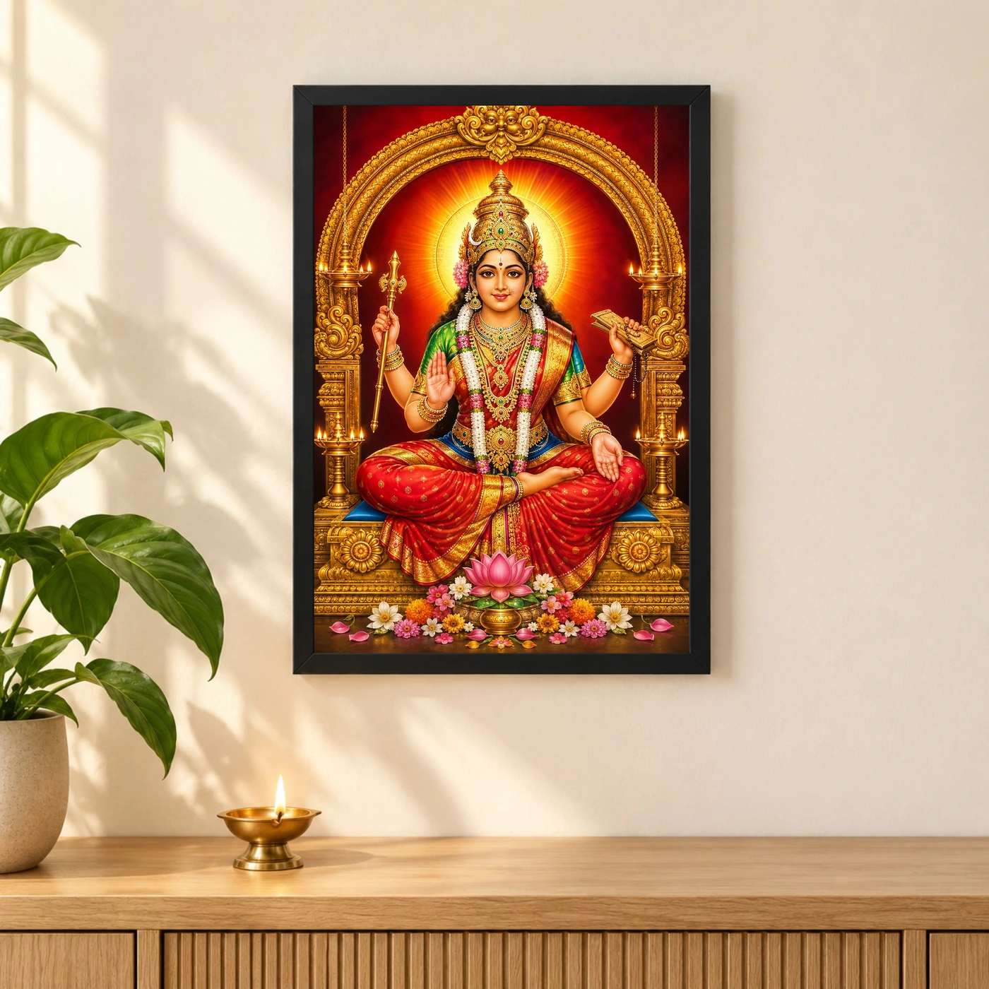 Mookambika Devi Vivid Premium Spiritual Poster Art Photo Frame, view 3