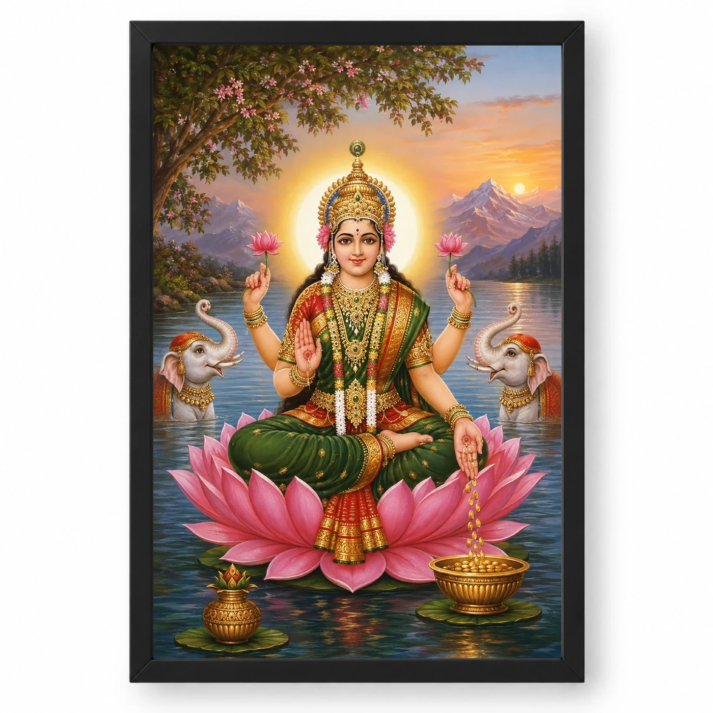 Mountain Lake Varalakshmi Photo Frame – Green Lotus Art