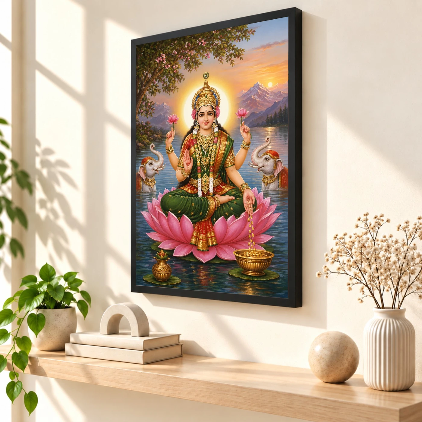Mountain Lake Varalakshmi Photo Frame – Green Lotus Art, view 2