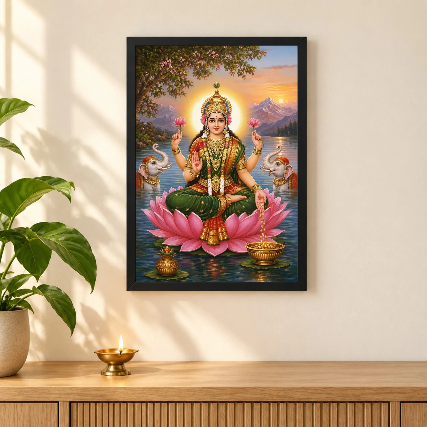 Mountain Lake Varalakshmi Photo Frame – Green Lotus Art, view 3