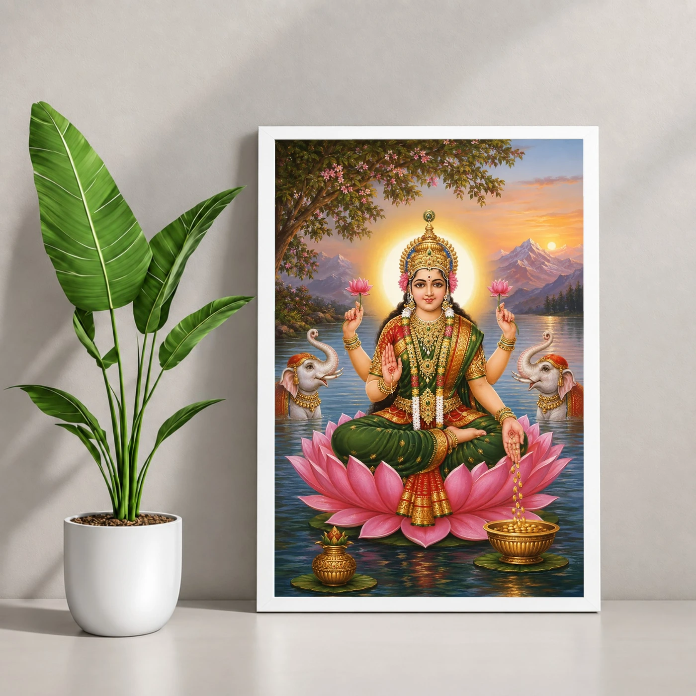 Mountain Lake Varalakshmi Photo Frame – Green Lotus Art, view 4