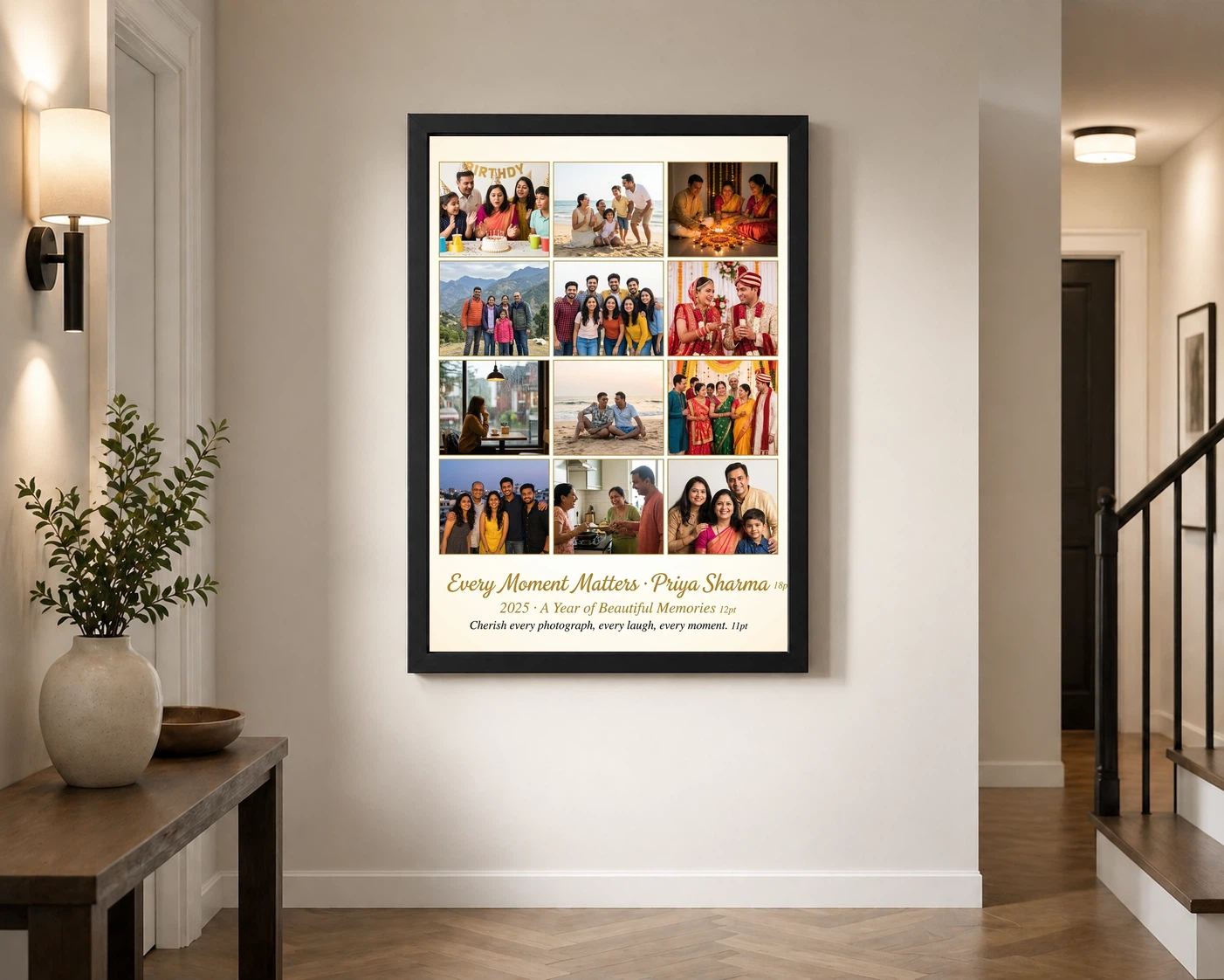 Multi Photo Collage Frame Warm Grid Family Memories Photo Frame, view 2