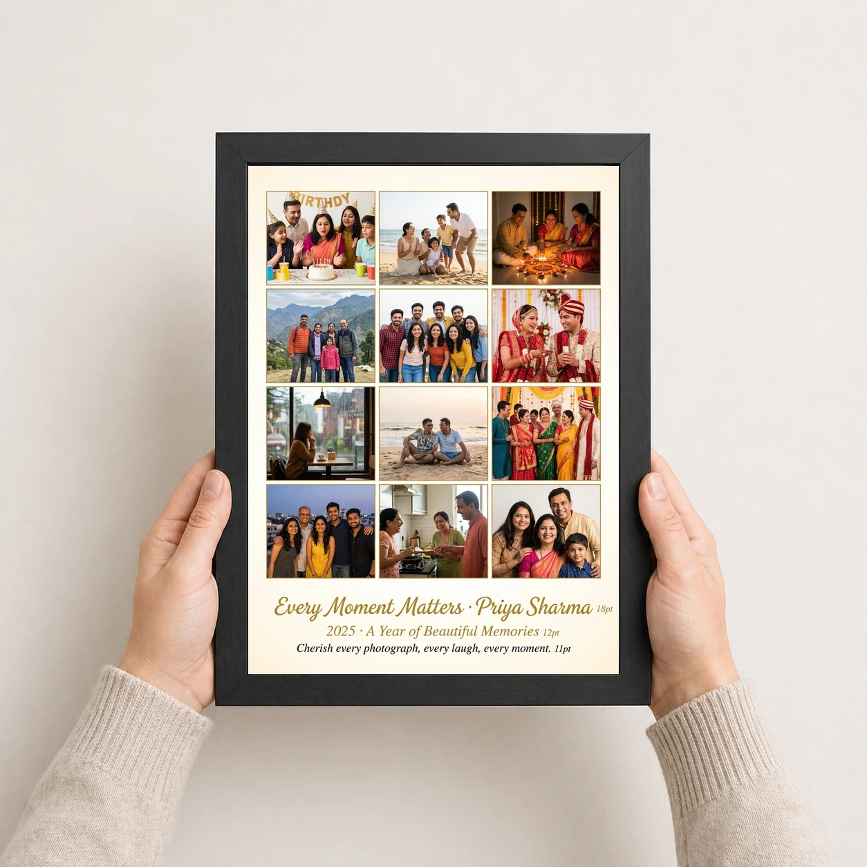 Multi Photo Collage Frame Warm Grid Family Memories Photo Frame, view 3