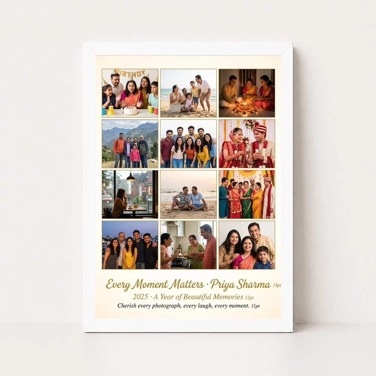 Multi Photo Collage Frame Warm Grid Family Memories Photo Frame, view 5