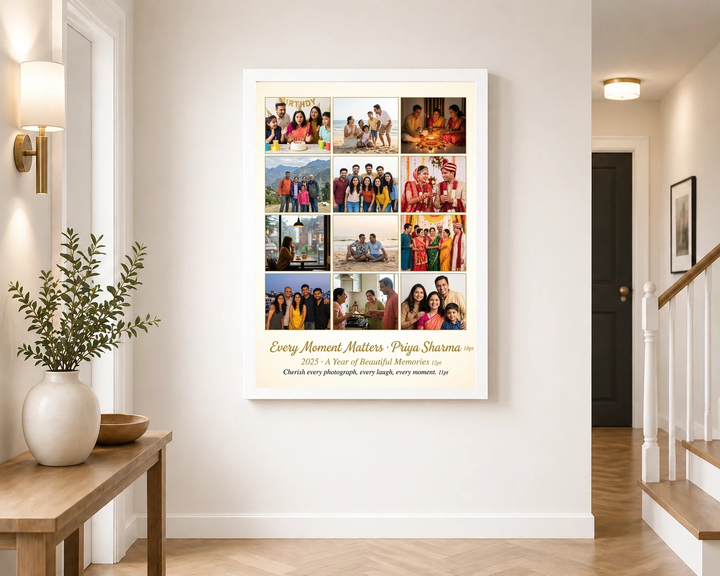 Multi Photo Collage Frame Warm Grid Family Memories Photo Frame, view 6