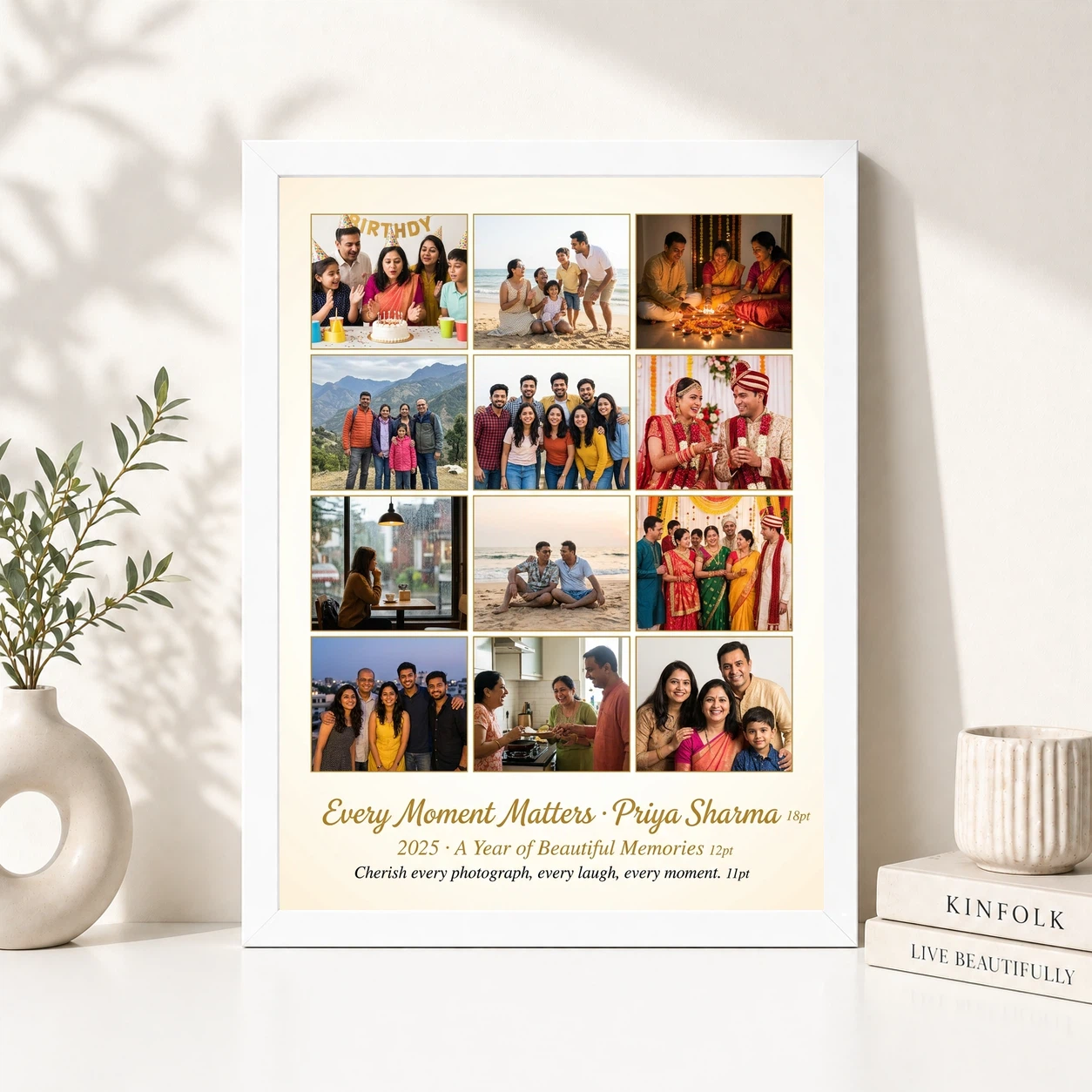 Multi Photo Collage Frame Warm Grid Family Memories Photo Frame, view 8