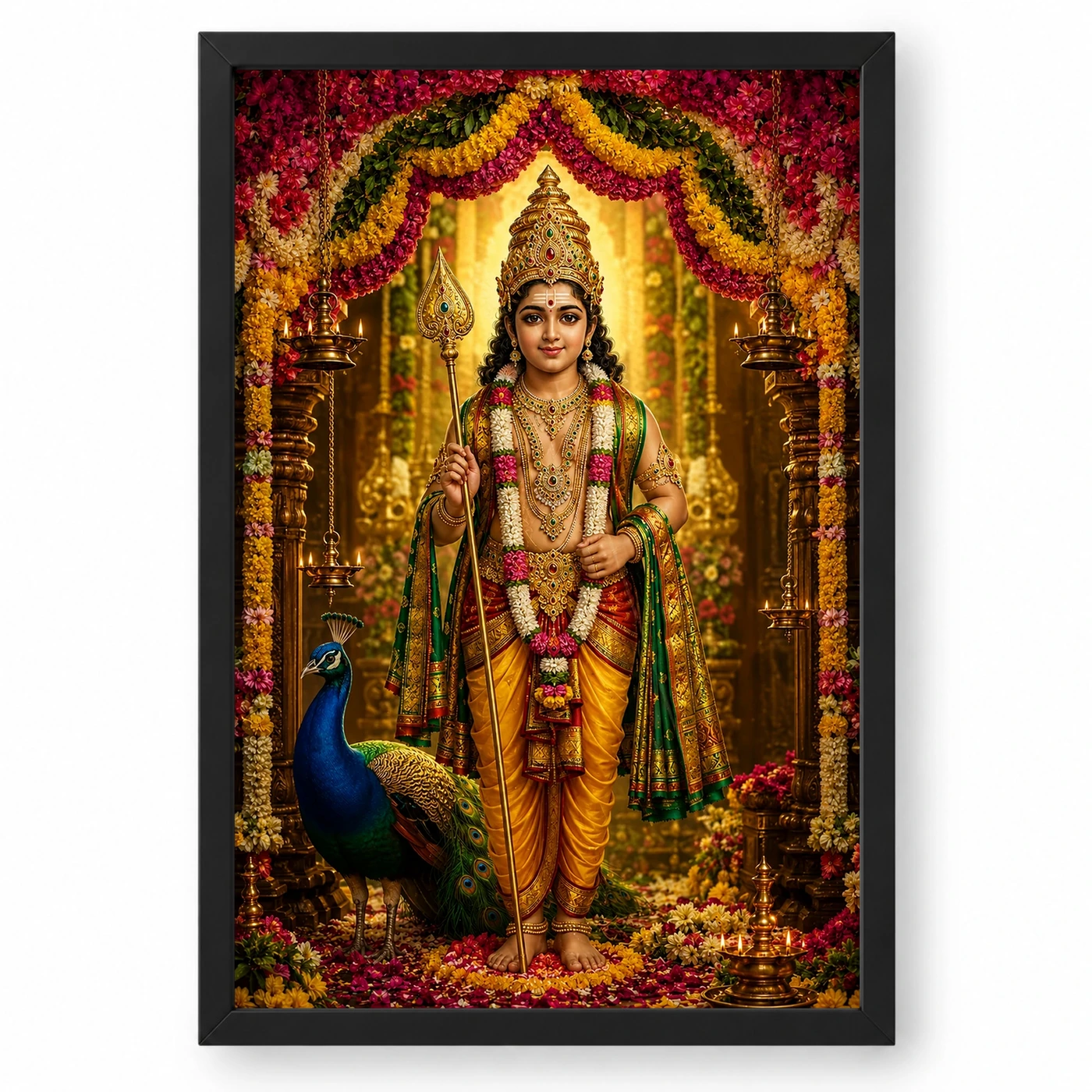 Murugan Kartikeya Grand Festival Flower Decoration Photo Frame