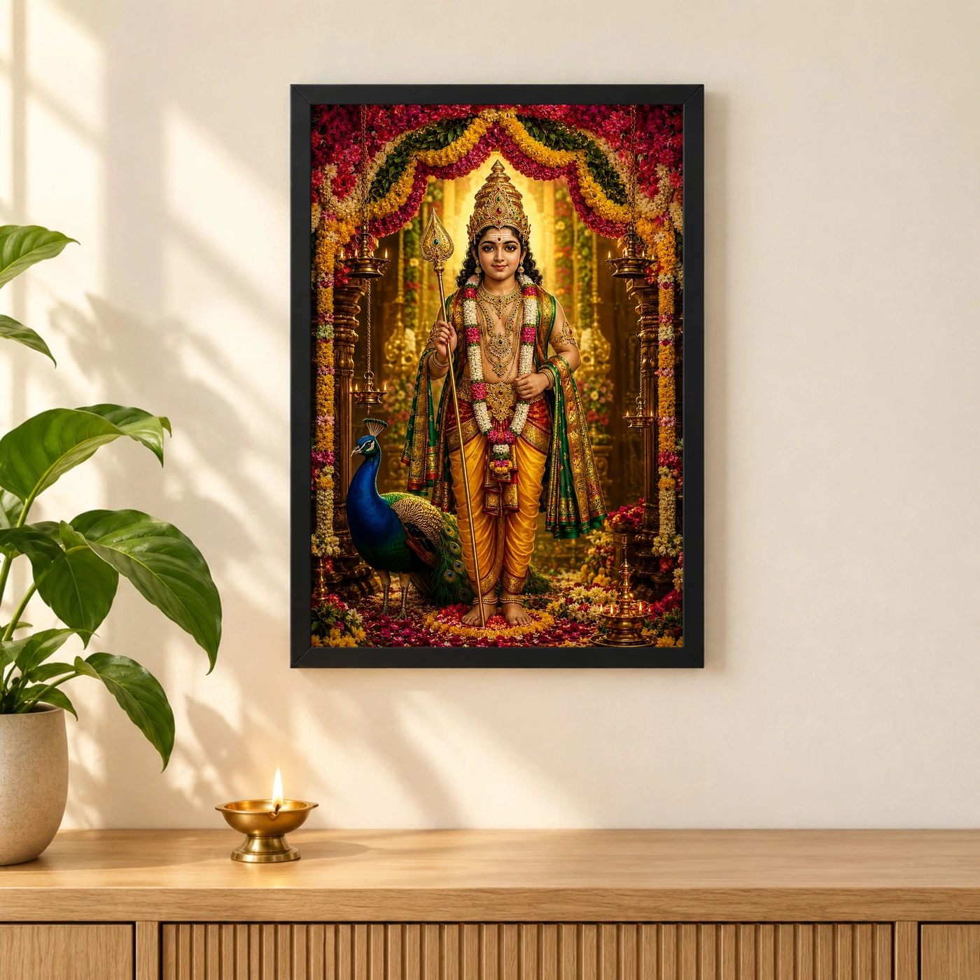 Murugan Kartikeya Grand Festival Flower Decoration Photo Frame, view 3