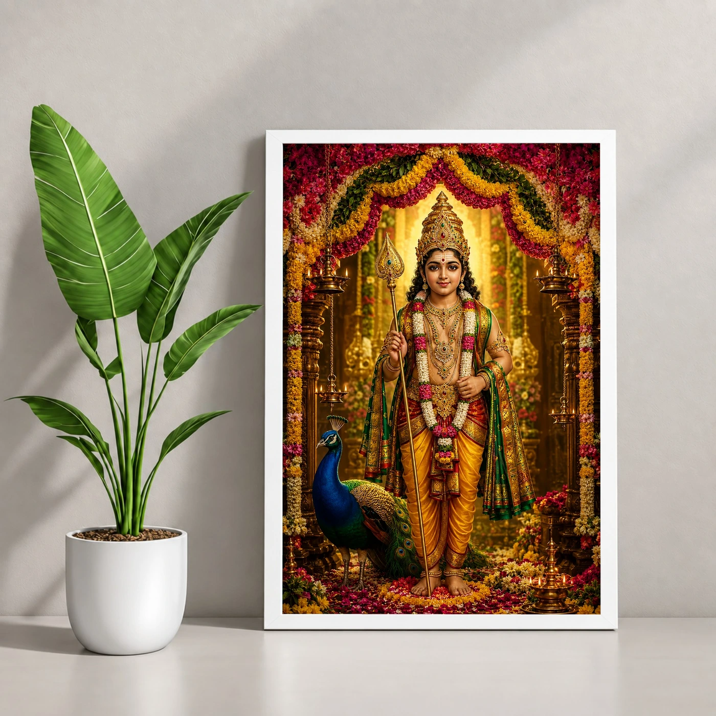 Murugan Kartikeya Grand Festival Flower Decoration Photo Frame, view 4