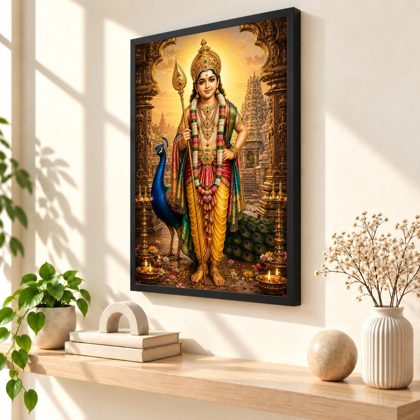 Murugan Kartikeya Heritage Temple Architecture Backdrop Photo Frame, view 2