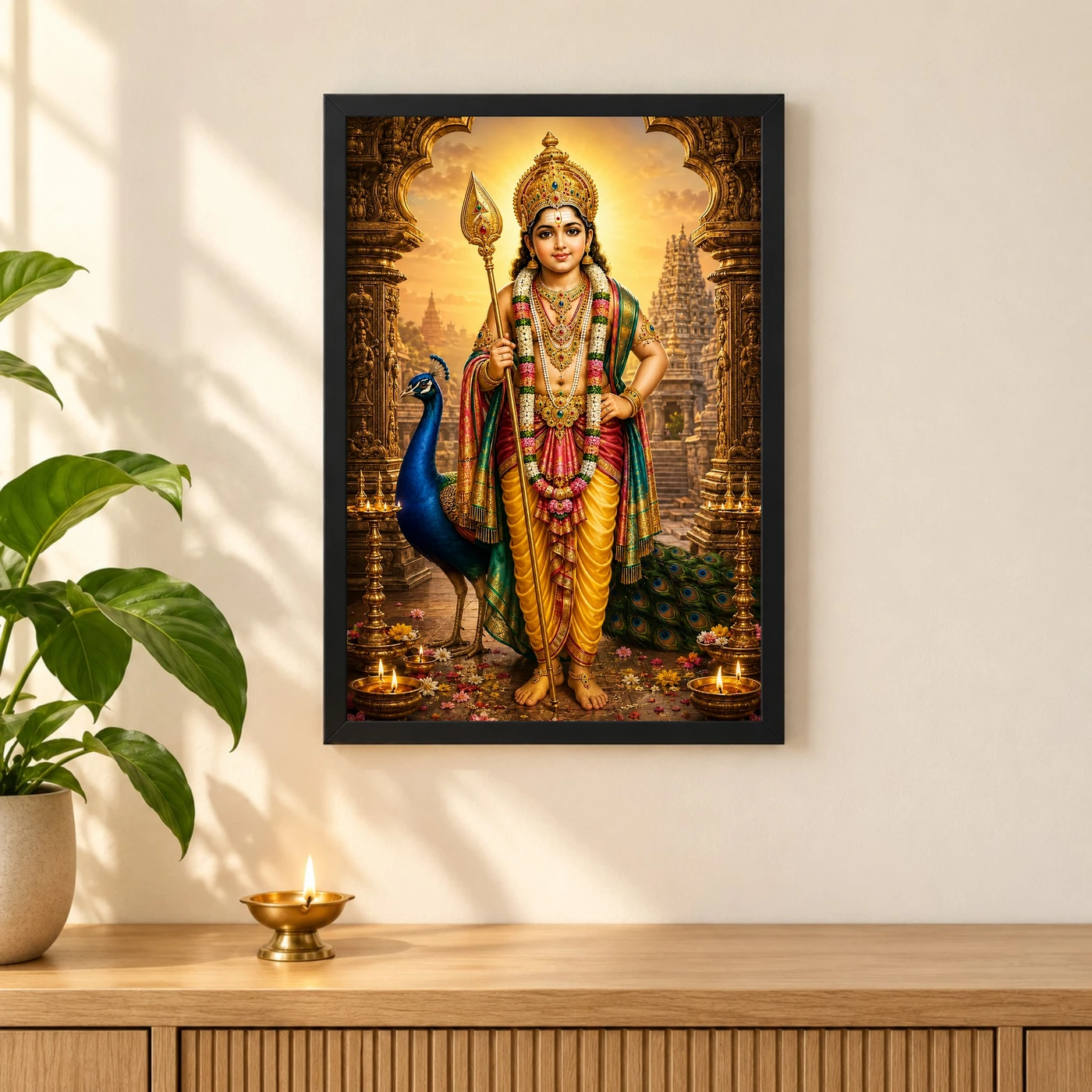 Murugan Kartikeya Heritage Temple Architecture Backdrop Photo Frame, view 3