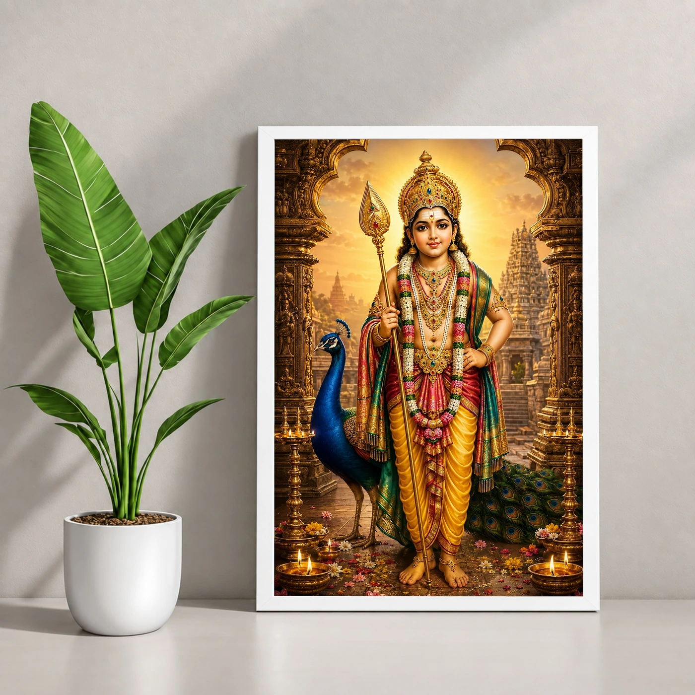 Murugan Kartikeya Heritage Temple Architecture Backdrop Photo Frame, view 4