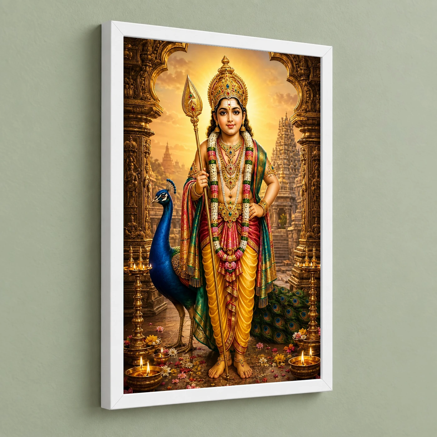 Murugan Kartikeya Heritage Temple Architecture Backdrop Photo Frame, view 5