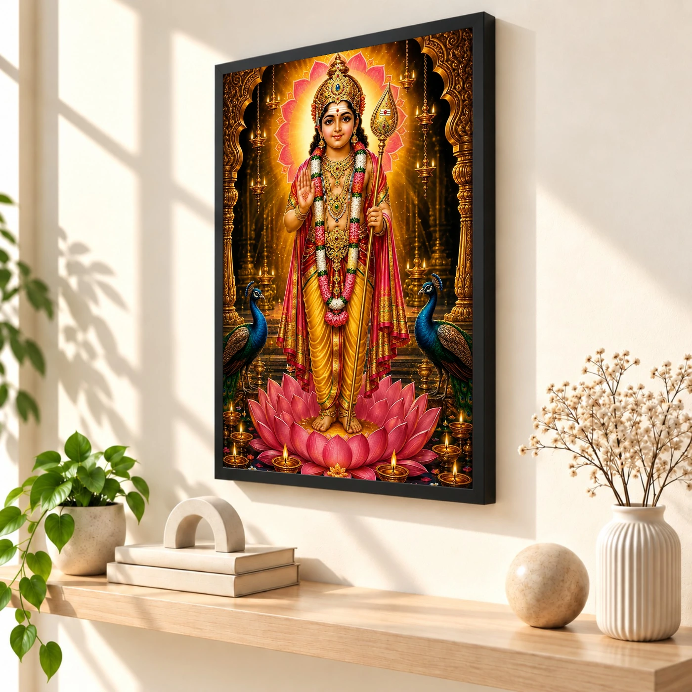 Murugan Kartikeya Lotus And Diya Radiance Photo Frame, view 2
