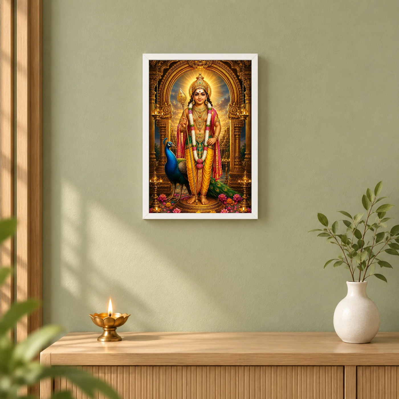 Murugan Kartikeya Ornate Golden Temple Darshan Photo Frame, view 6