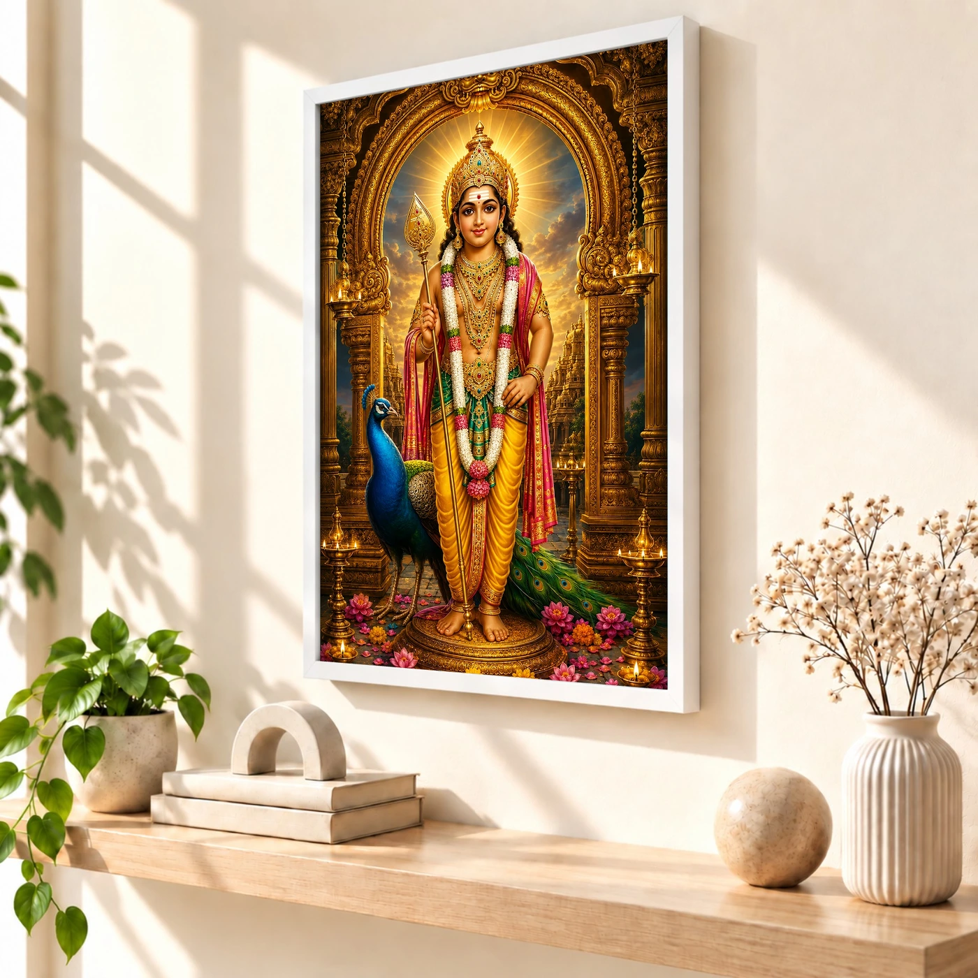 Murugan Kartikeya Ornate Golden Temple Darshan Photo Frame, view 7