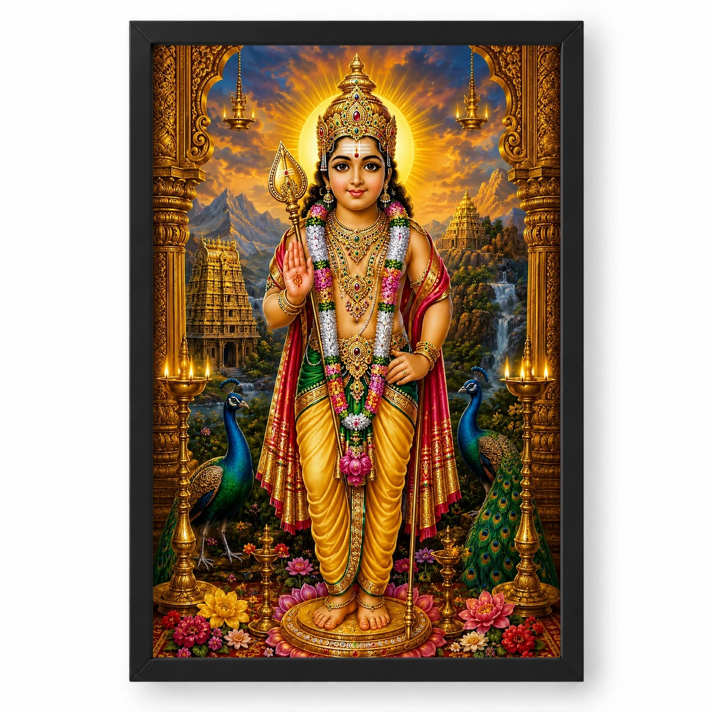 Murugan Kartikeya Peaceful Home Mandir Composition Photo Frame
