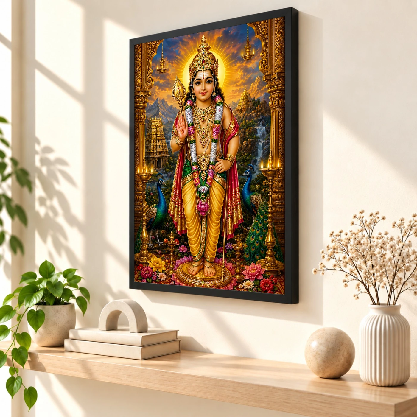 Murugan Kartikeya Peaceful Home Mandir Composition Photo Frame, view 2