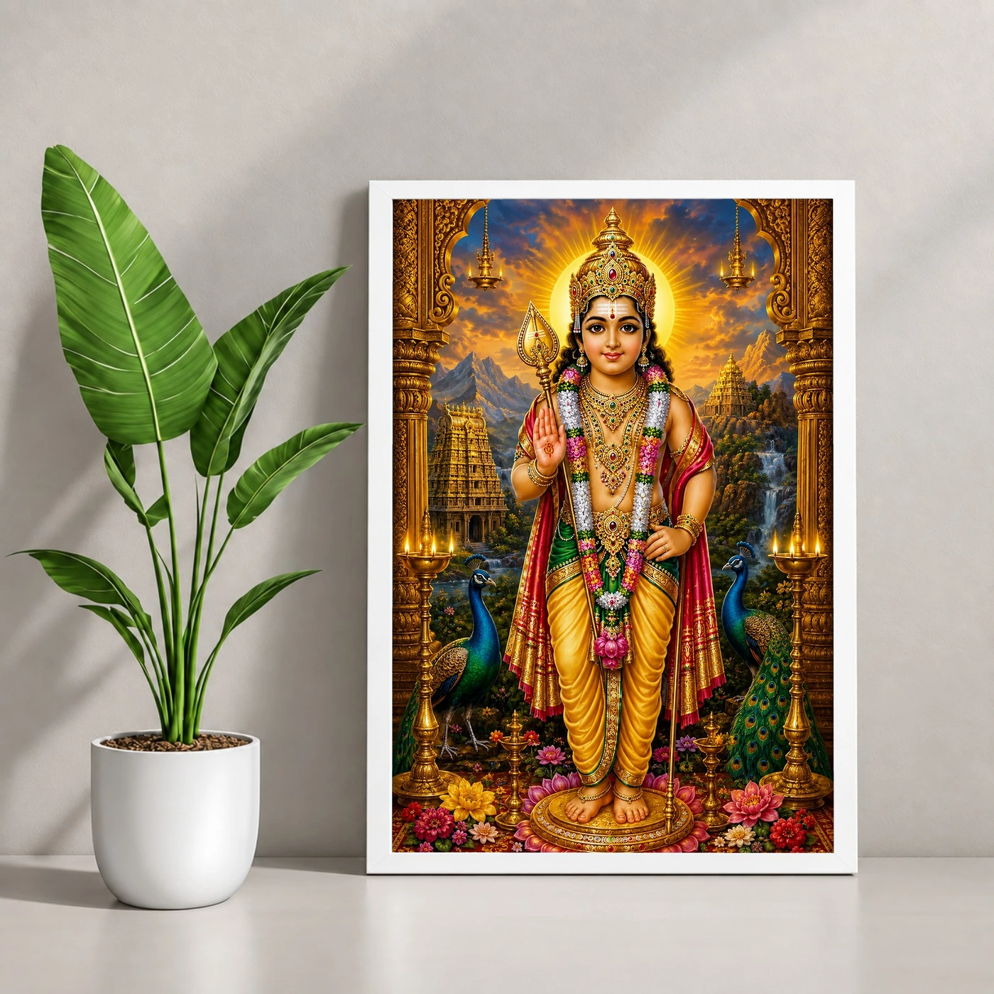 Murugan Kartikeya Peaceful Home Mandir Composition Photo Frame, view 4