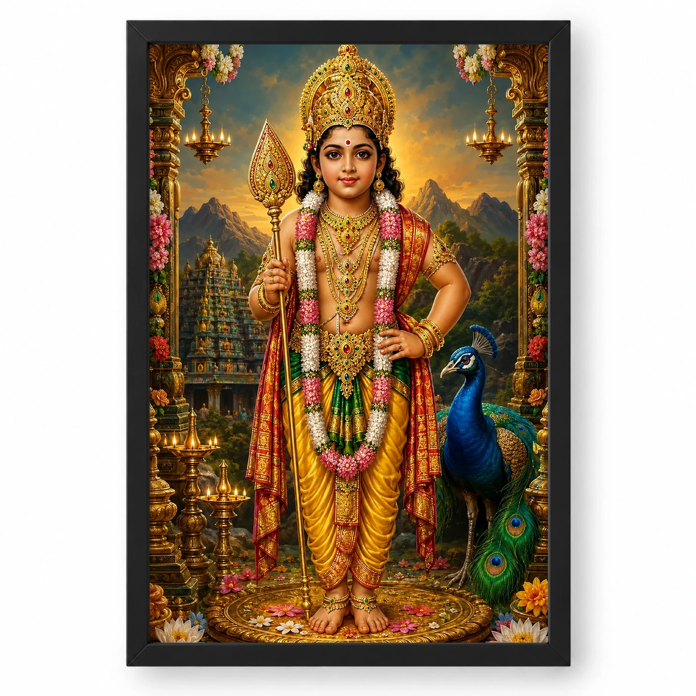 Murugan Kartikeya Royal Jewel-Toned Portrait Photo Frame