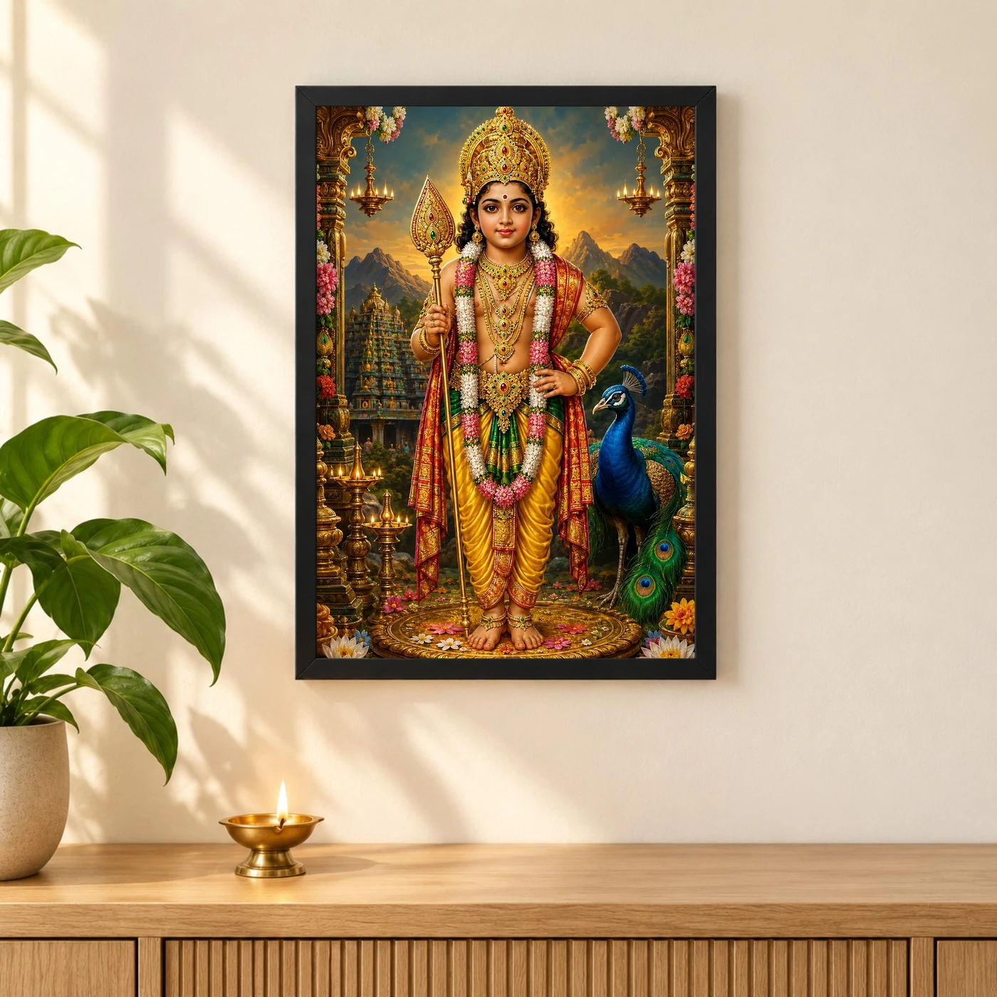 Murugan Kartikeya Royal Jewel-Toned Portrait Photo Frame, view 3