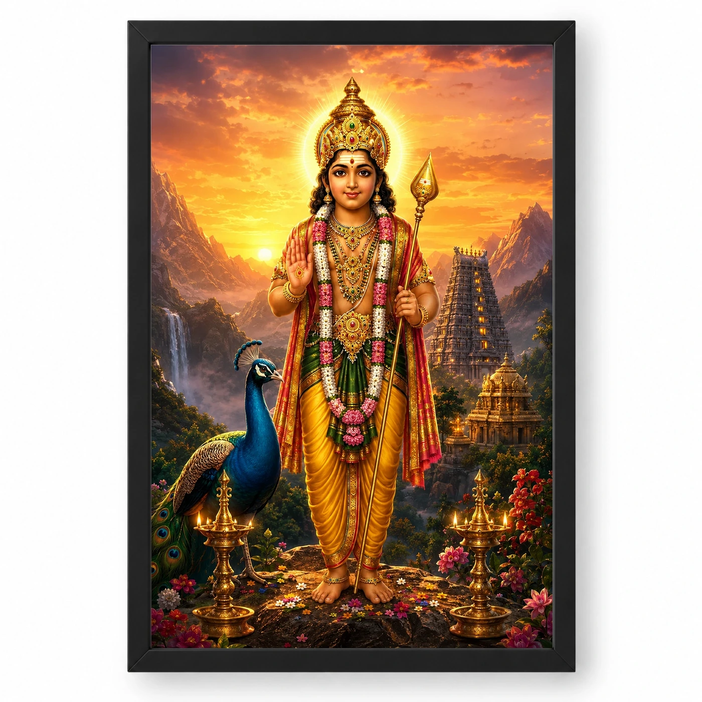 Murugan Kartikeya Serene Sunrise Blessing Photo Frame