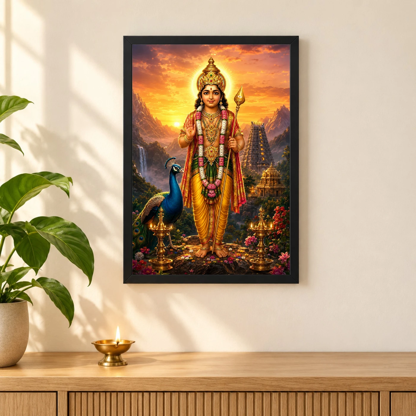 Murugan Kartikeya Serene Sunrise Blessing Photo Frame, view 3