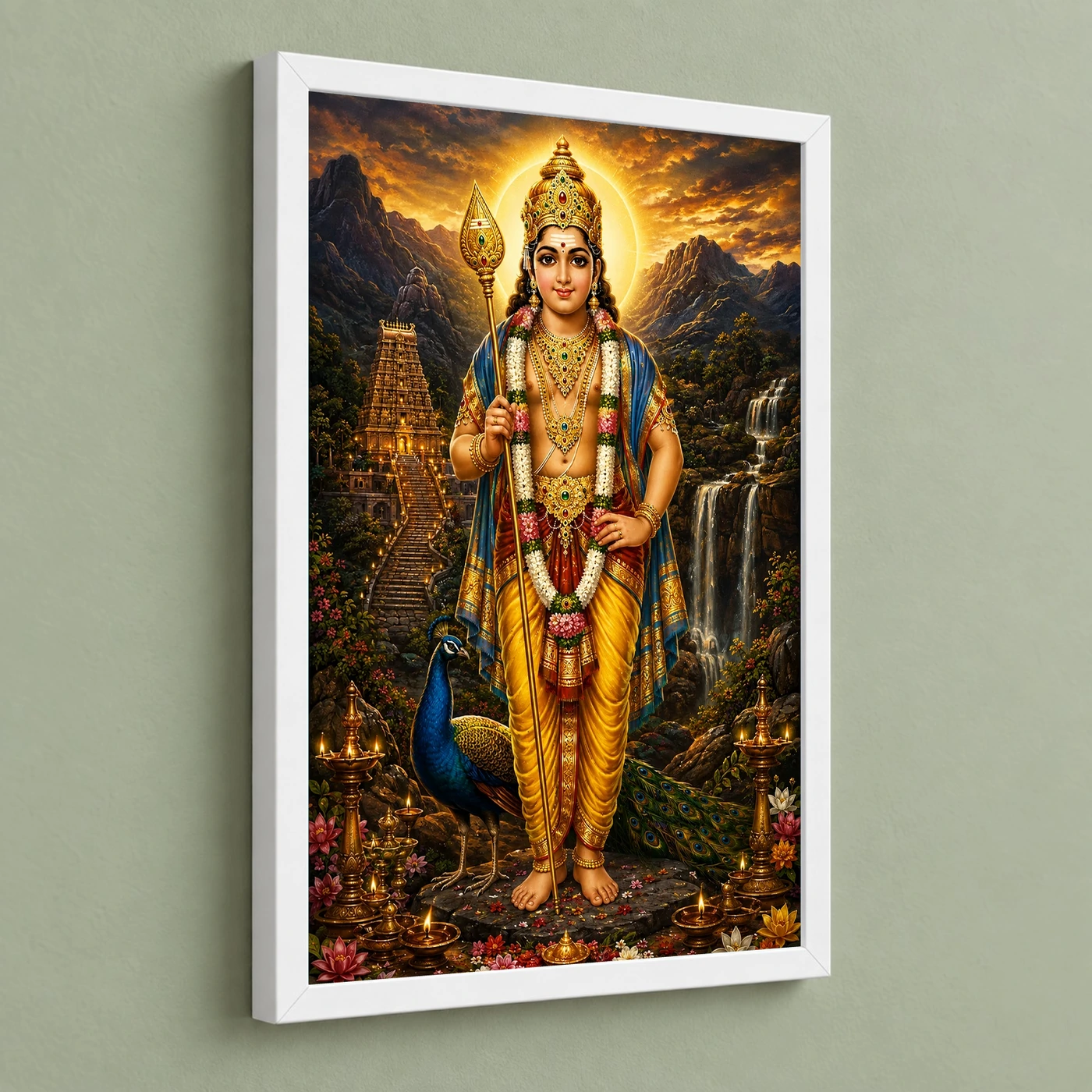 Murugan Kartikeya Traditional Indian Miniature-Inspired Devotional Art Photo Frame, view 5