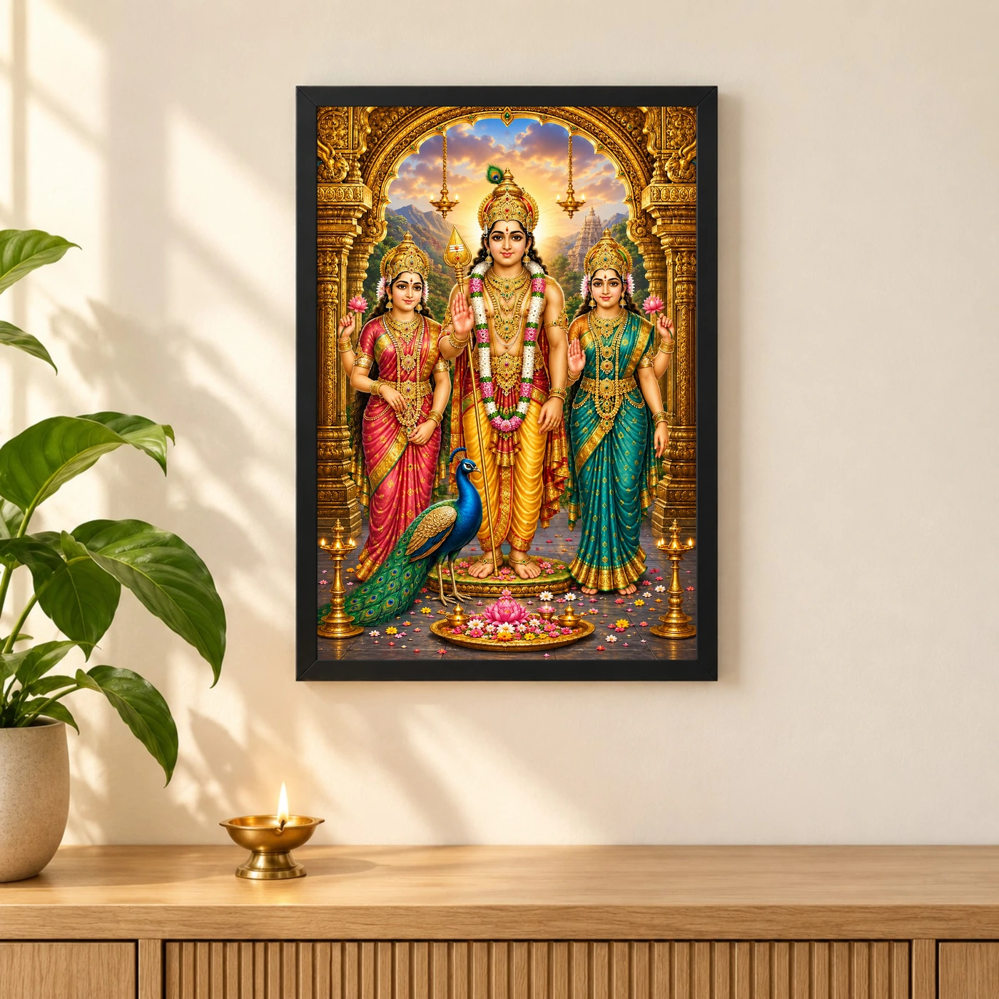 Murugan with Valli Devasena Palani Photo Frame, view 3