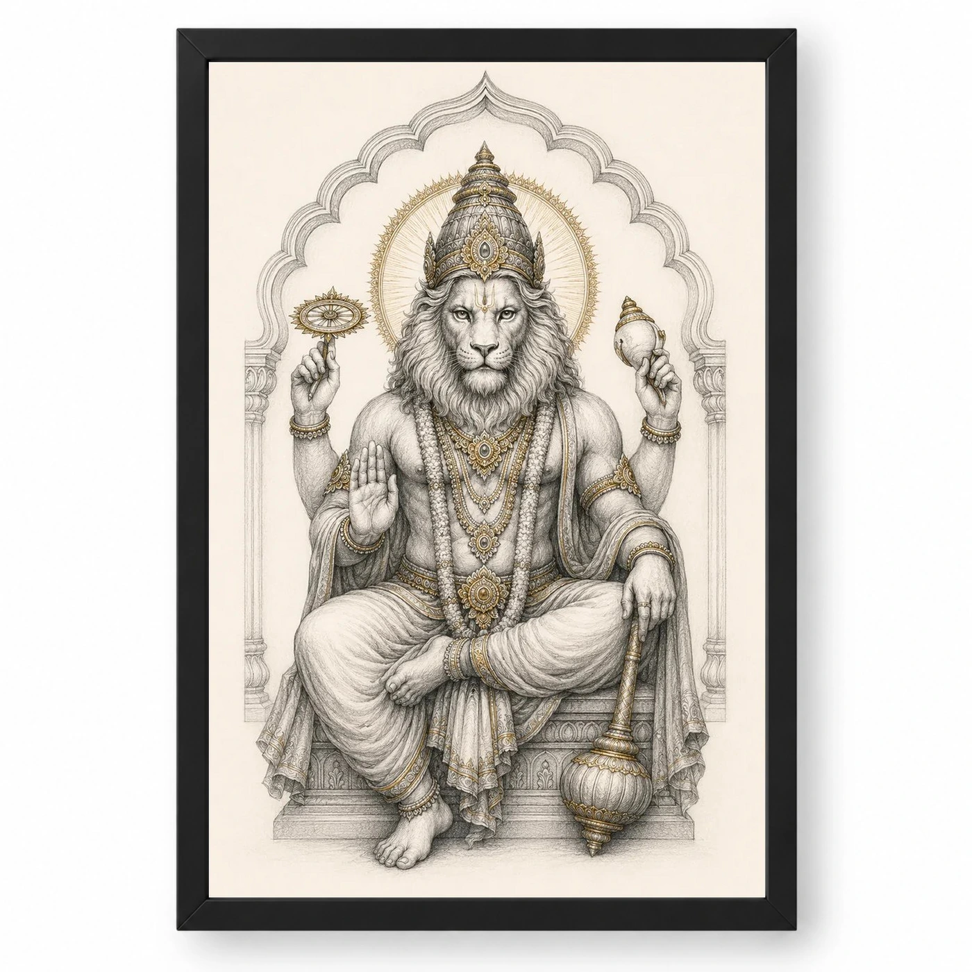 Narasimha — Monochrome Sketch Frame