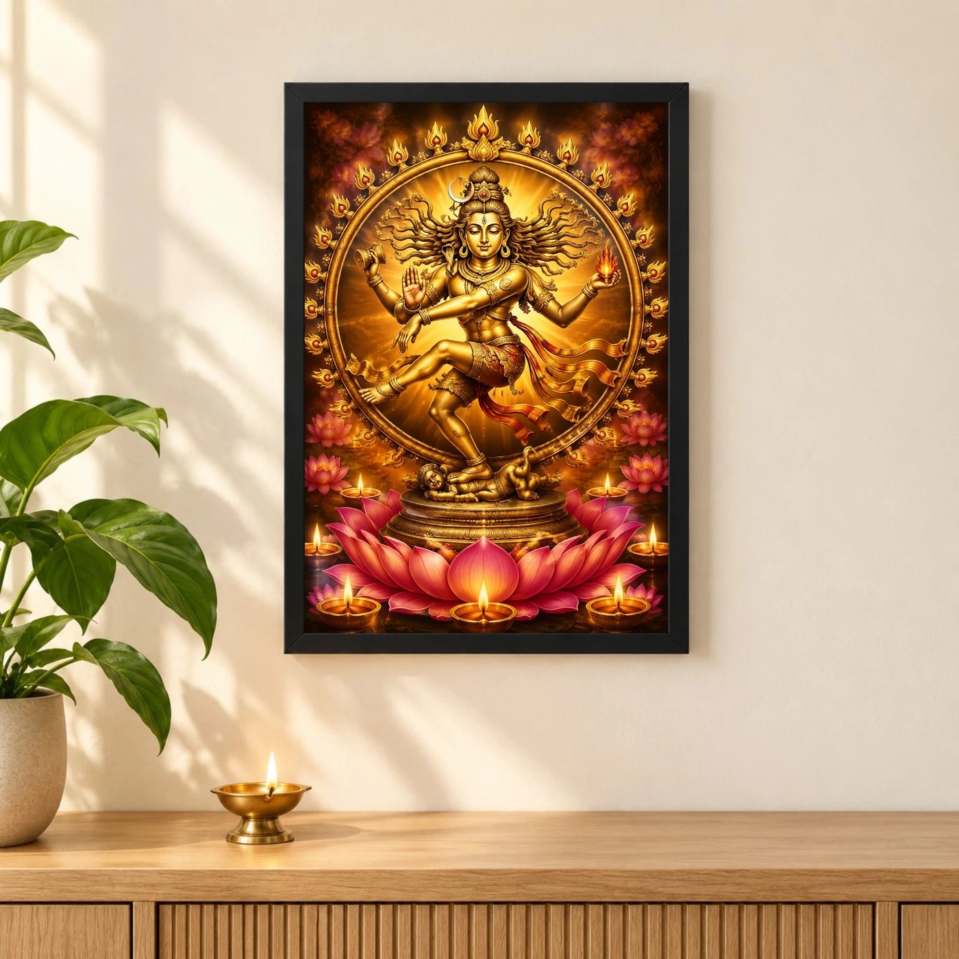 Nataraja Lotus And Diya Radiance Photo Frame, view 3
