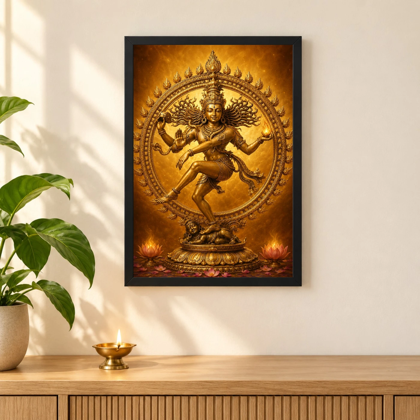 Nataraja Ornate Golden Temple Darshan Photo Frame, view 3