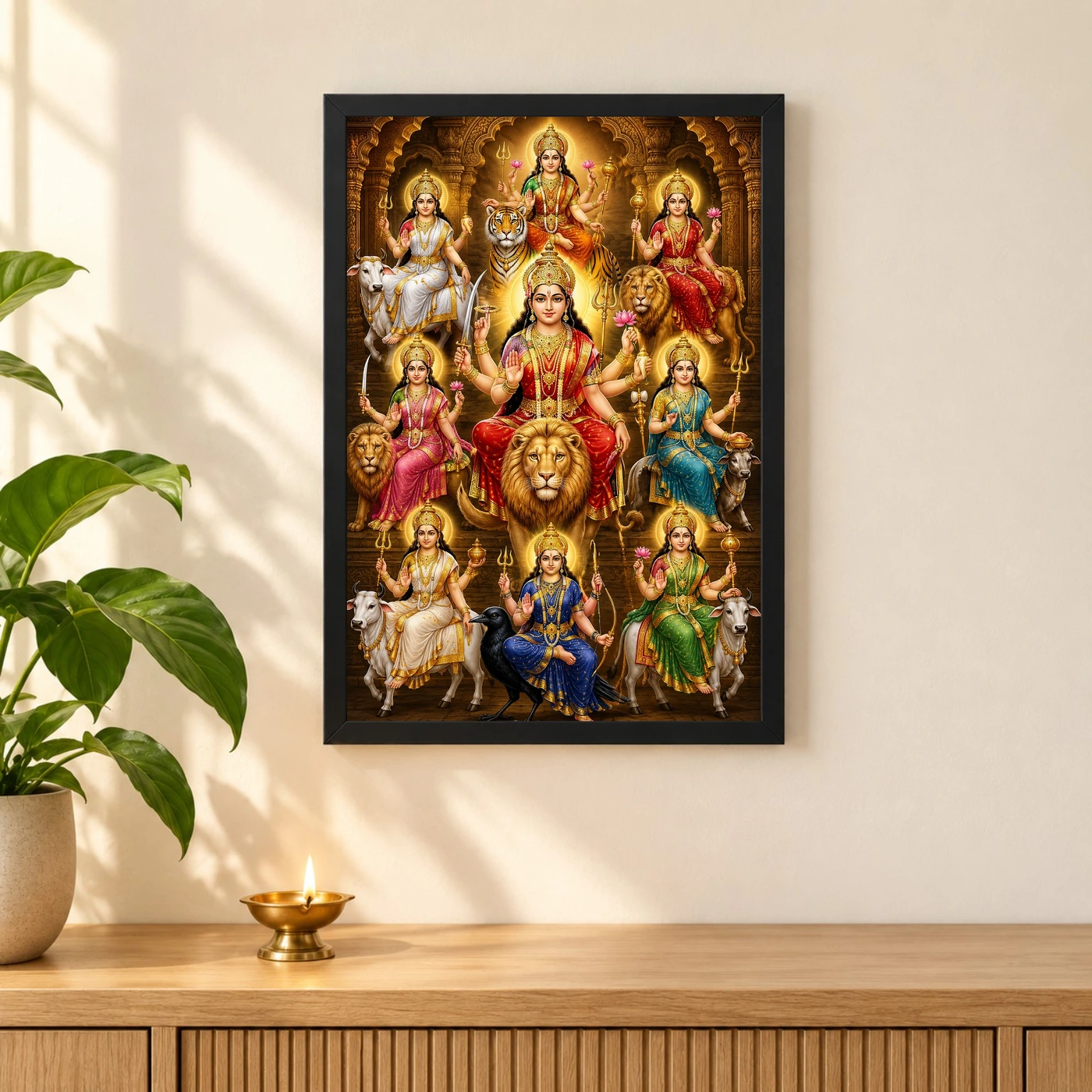 Navdurga Heritage Temple Architecture Backdrop Photo Frame, view 3