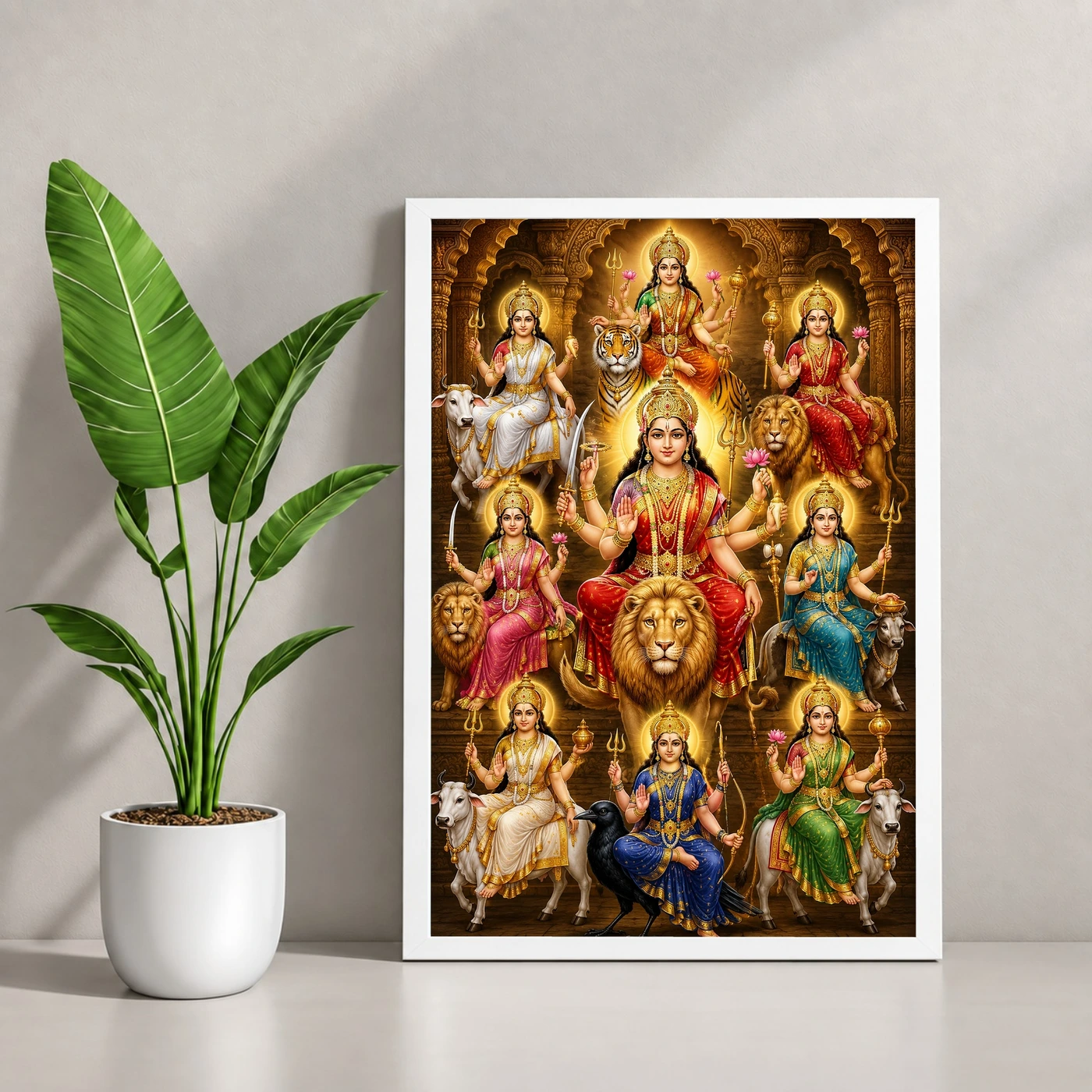 Navdurga Heritage Temple Architecture Backdrop Photo Frame, view 4