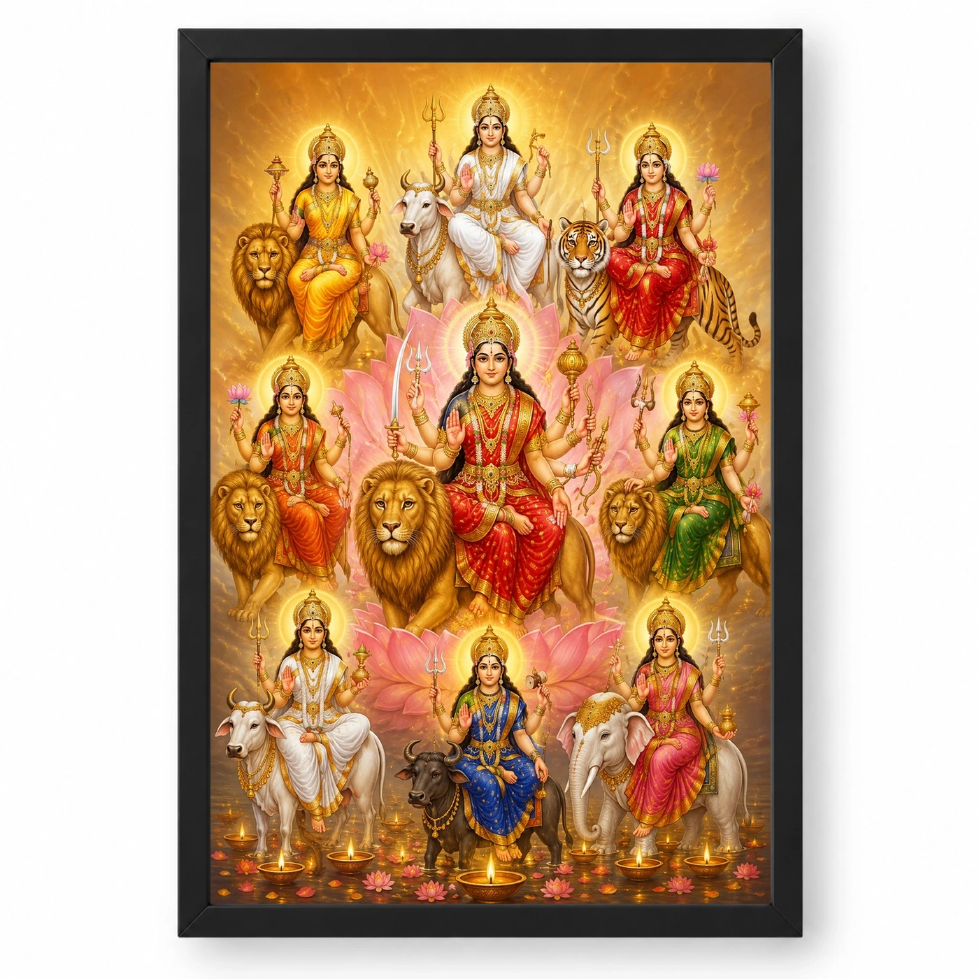Navdurga Lotus And Diya Radiance Photo Frame