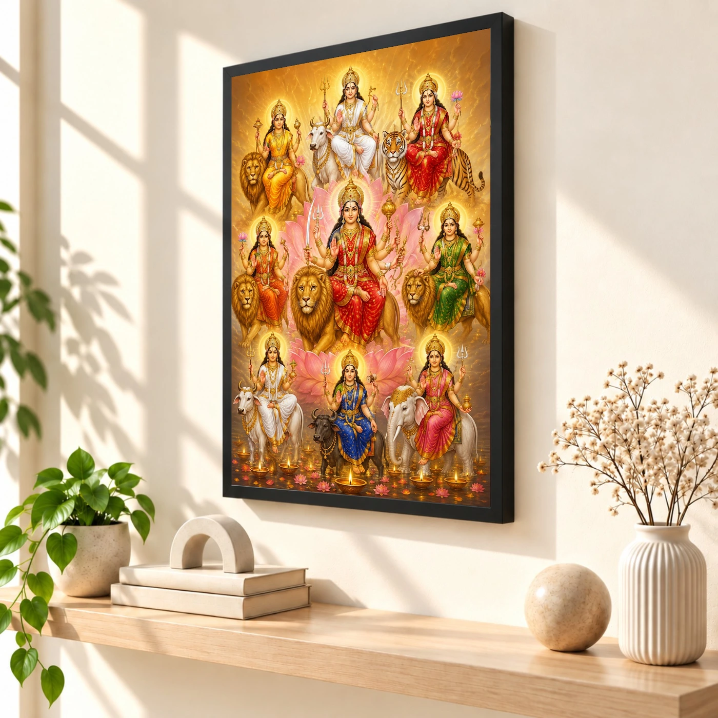 Navdurga Lotus And Diya Radiance Photo Frame, view 2