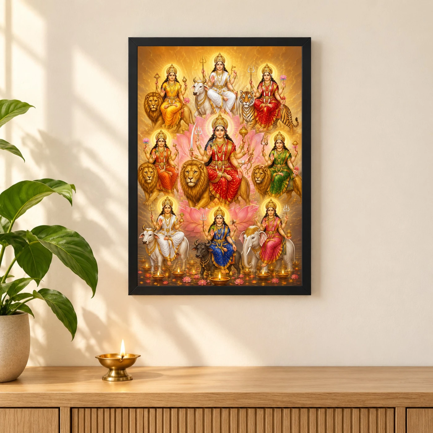 Navdurga Lotus And Diya Radiance Photo Frame, view 3