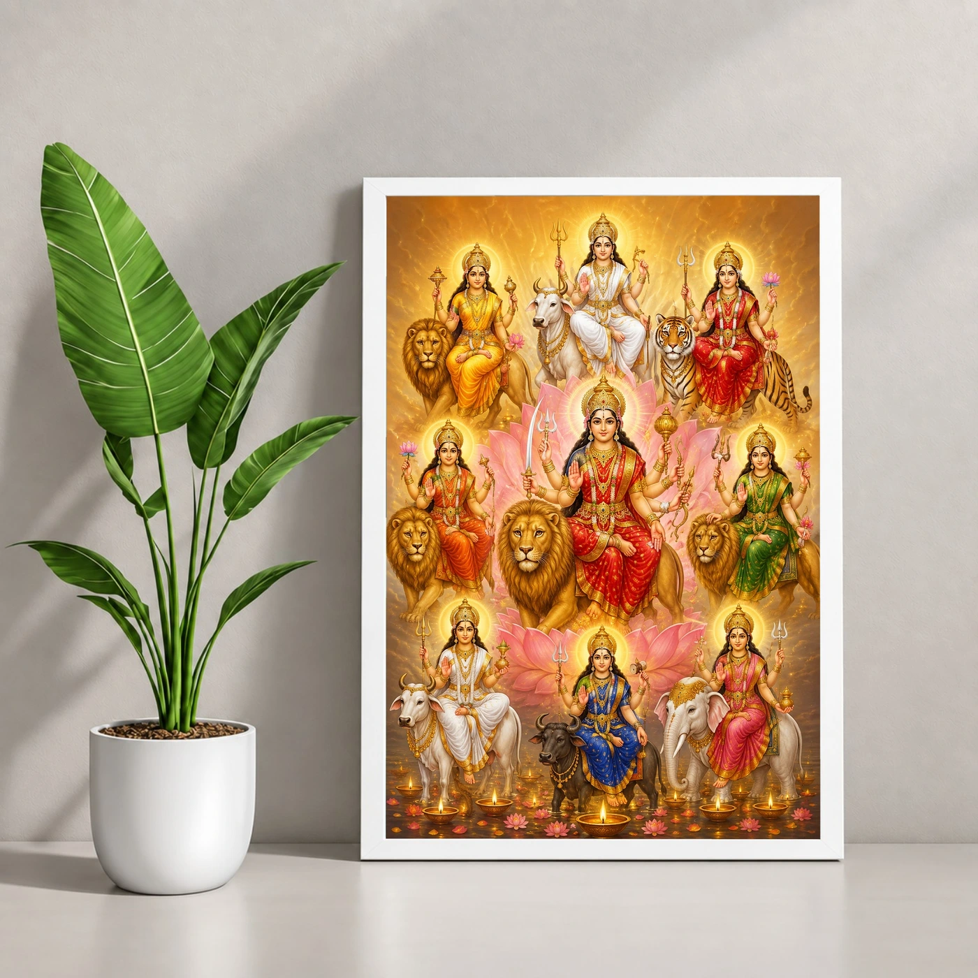 Navdurga Lotus And Diya Radiance Photo Frame, view 4