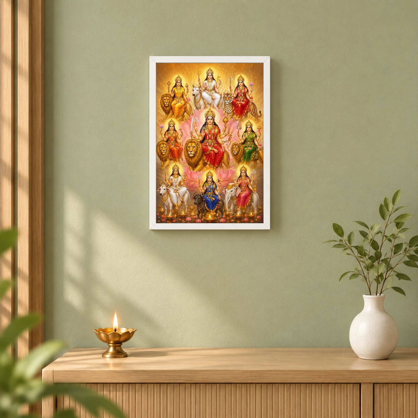 Navdurga Lotus And Diya Radiance Photo Frame, view 6