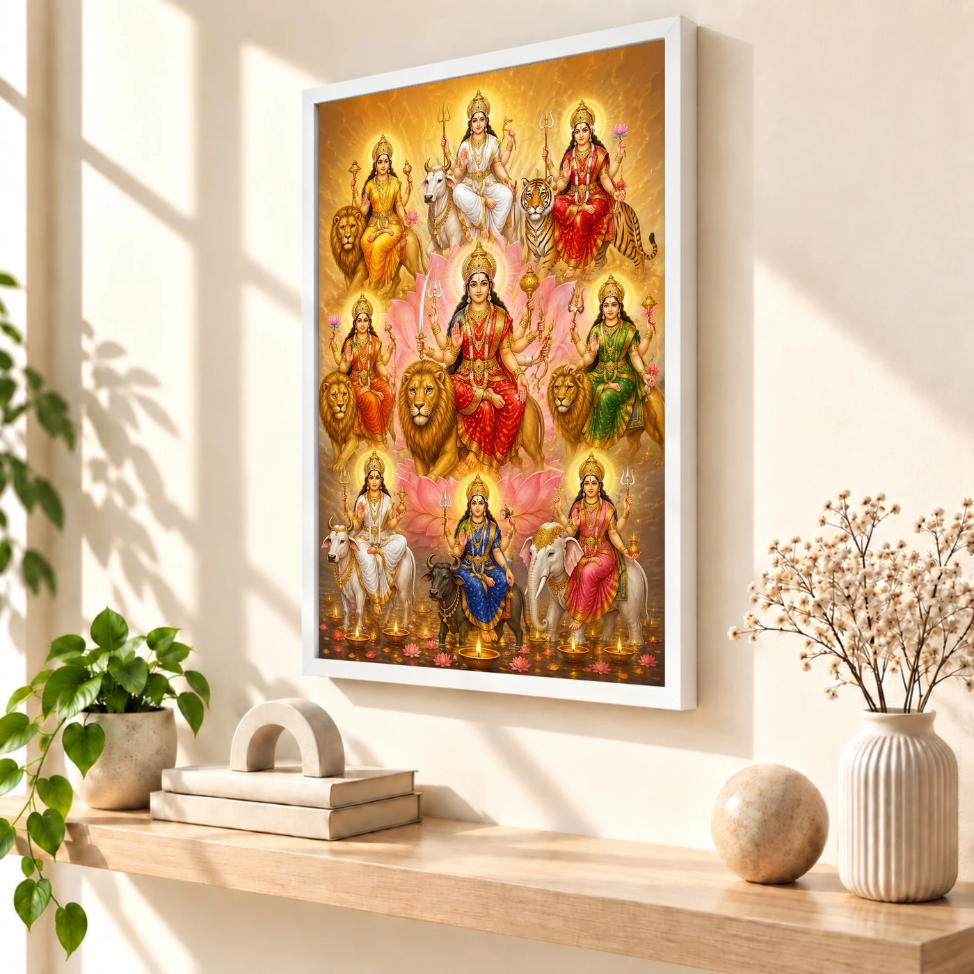 Navdurga Lotus And Diya Radiance Photo Frame, view 7