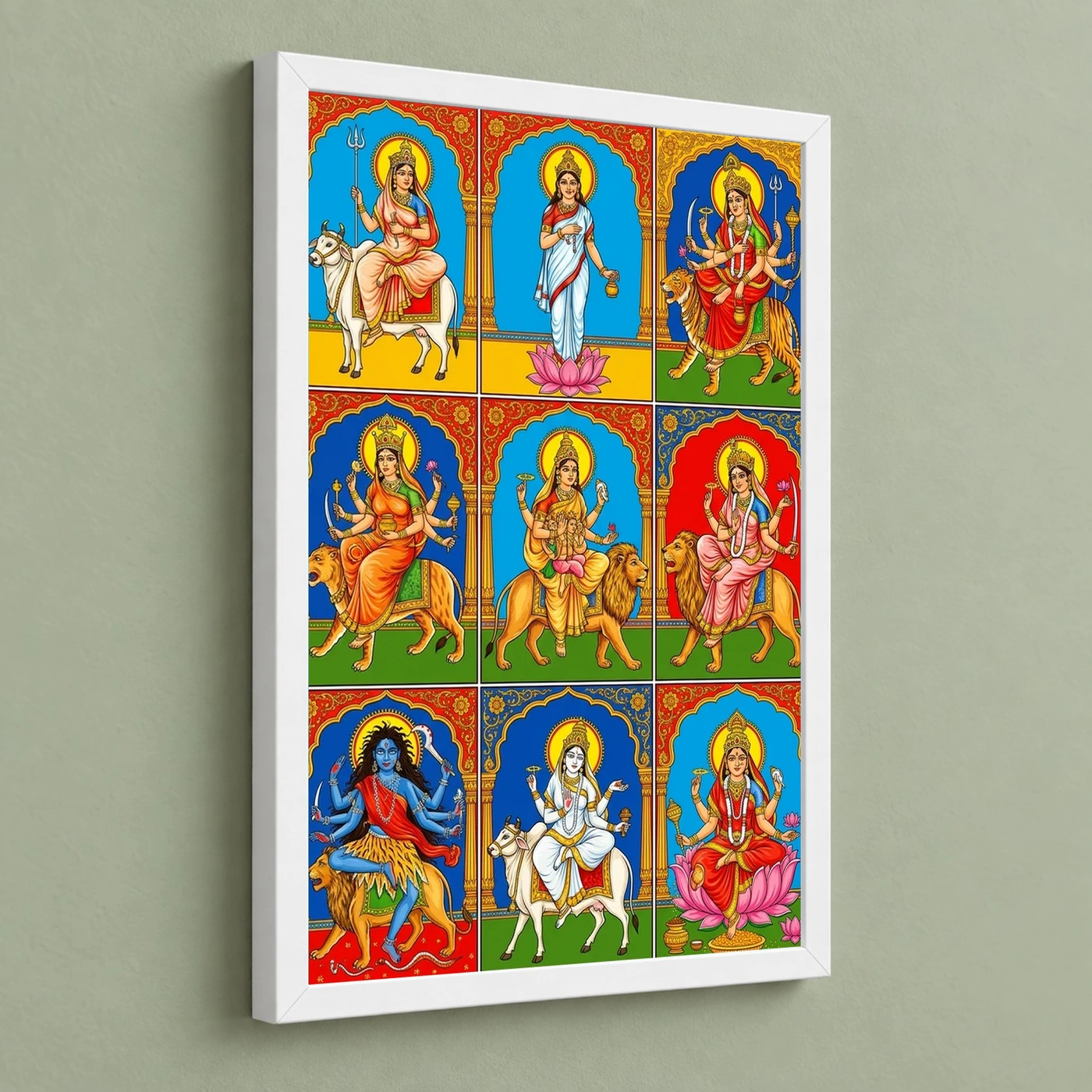 Navdurga Nine Forms Durga Vibrant Festival Devotional Art Photo Frame, view 5