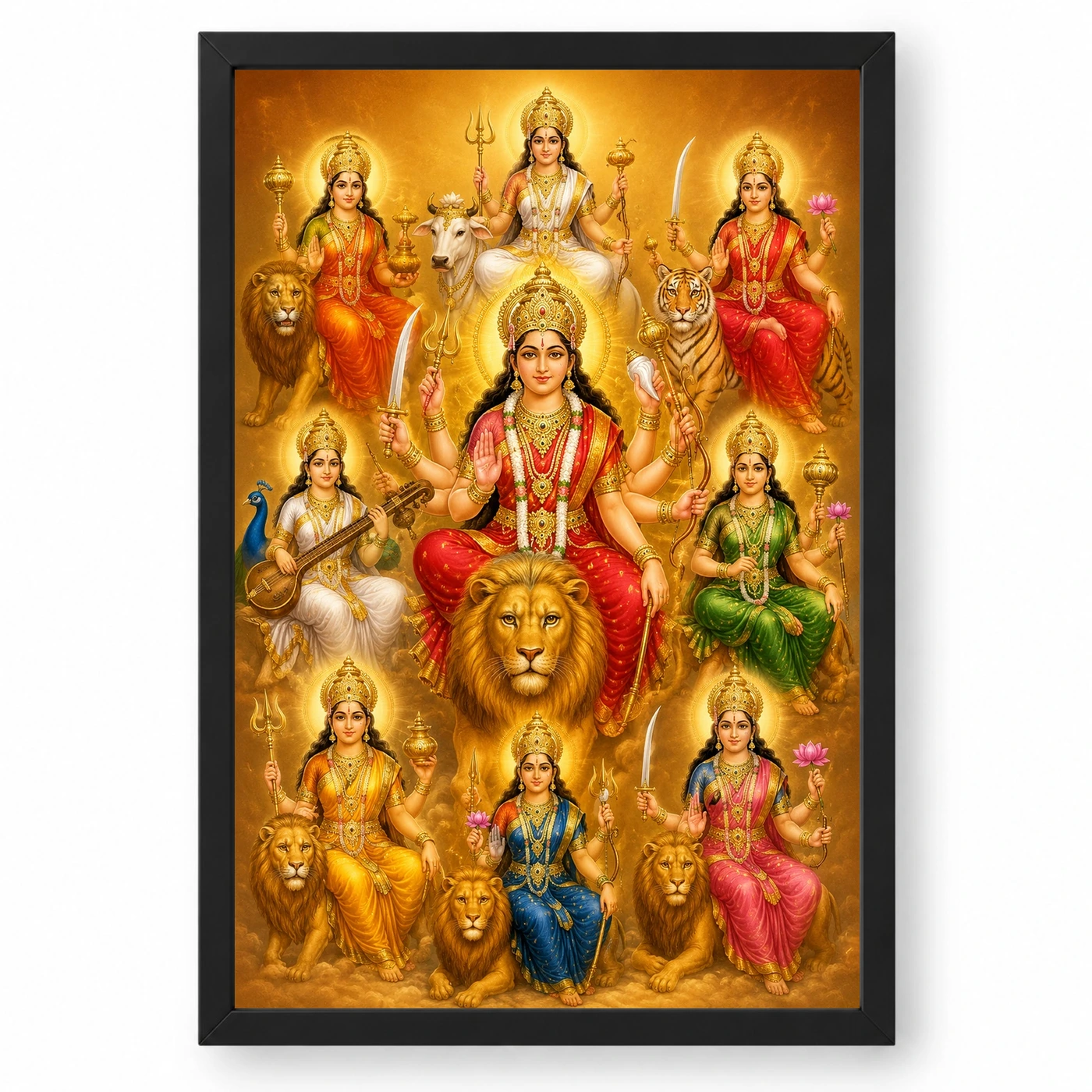 Navdurga Ornate Golden Temple Darshan Photo Frame