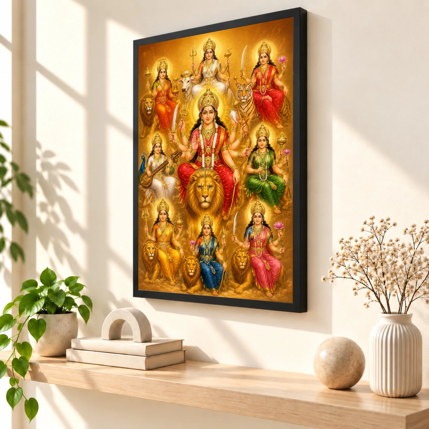 Navdurga Ornate Golden Temple Darshan Photo Frame, view 2