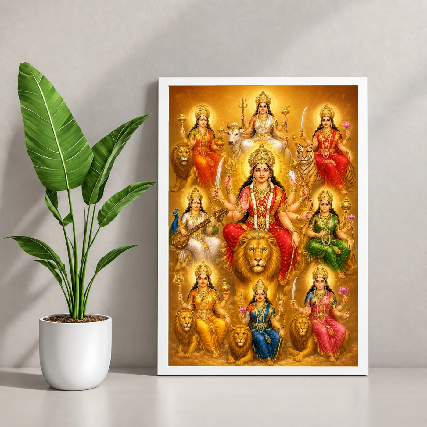 Navdurga Ornate Golden Temple Darshan Photo Frame, view 4